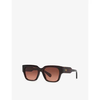 Chloé Womens Brown 6n000506 Square-frame Acetate Sunglasses