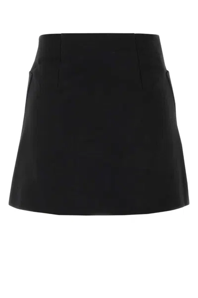 Prada Wool Mini Skirt With Oversized Pockets And Embellished Accents In Black