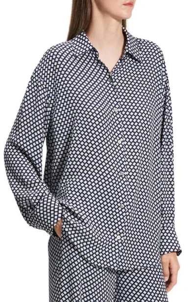 Theory Geo Print Relaxed Button-up Shirt In Sapphire Multi