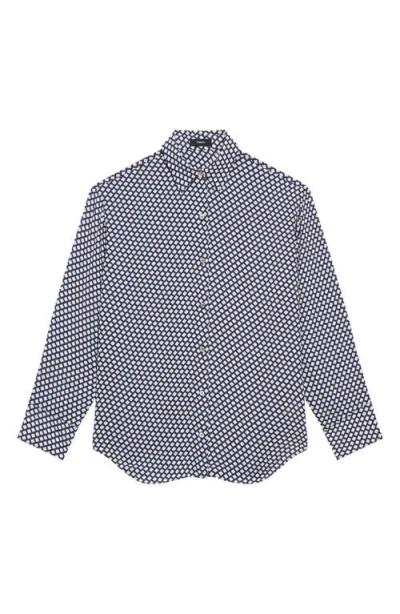 Theory Geo Print Relaxed Button-up Shirt In Sapphire Multi