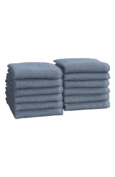 Woven & Weft Set Of 12 Textured Washcloths In Chambray Blue