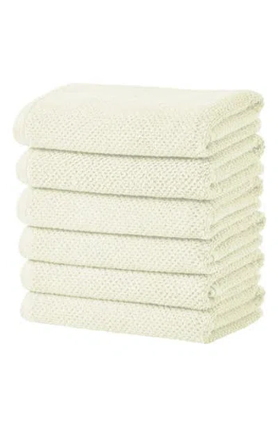 Woven & Weft Set Of 6 Textured Hand Towels In Ivory