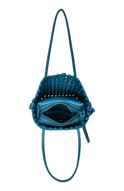 Madison West Open Weave Tote Bag With Zip Pouch In Turquoise