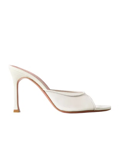 Amina Muaddi White Alexa Mesh Slipper 95 Heeled Sandals In Mesh White