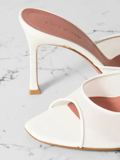 Amina Muaddi White Alexa Mesh Slipper 95 Heeled Sandals In Mesh White