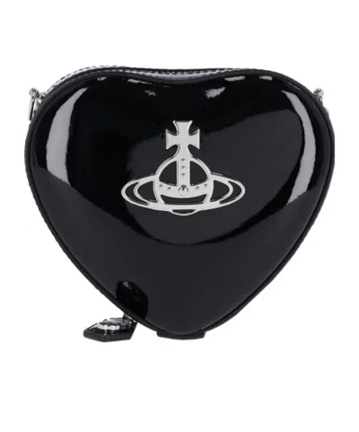 Vivienne Westwood Heart Shape Cross-body Bag With Adjustable Strap In Black