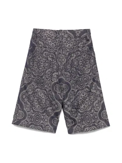 Etro Patterned-jacquard Shorts In Indigo Blue
