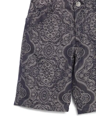 Etro Patterned-jacquard Shorts In Indigo Blue