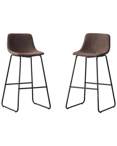 Unikome Set Of Two 24in Upholstered Counter Height Bar Stools With Footrest