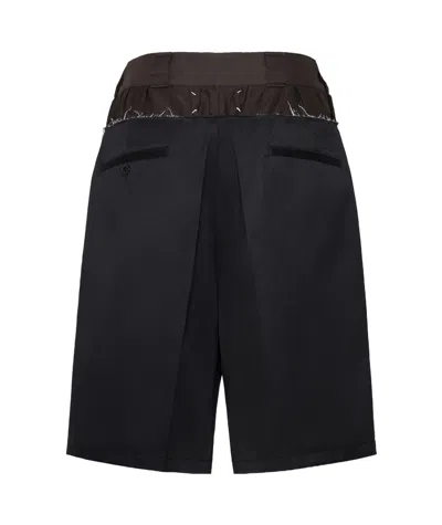 Maison Margiela Tailored Black Shorts With Unique Ruffled Waistband In Multi