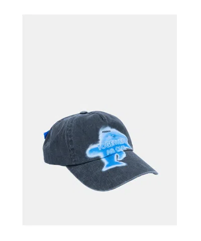 Ader Error Faded Denim Cap In Blue