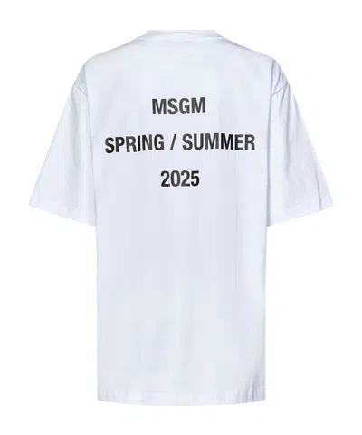 Msgm Oversized Short Sleeved T-shirt In White