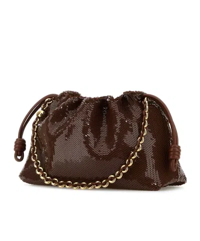 Loewe Flamenco Sequined Leather Clutch Chocolate In Chocolate-colored