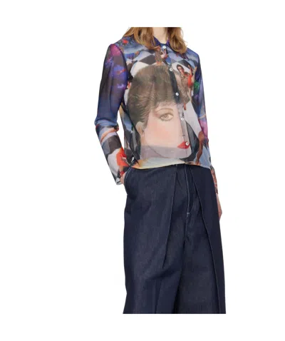 Sunnei Multicolor Sheer Organza Shirt In Black