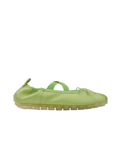 Simone Rocha Grip Embellished Satin Ballet Flats In Green