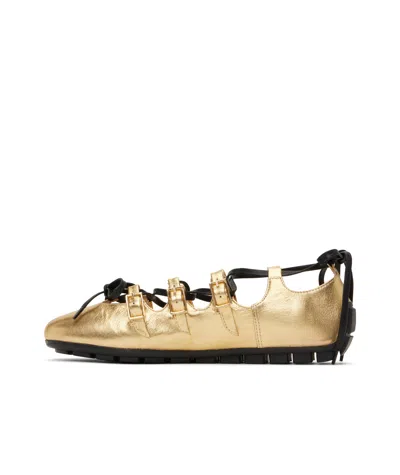 Simone Rocha Ghillie Grip Ballet Flats In Golden