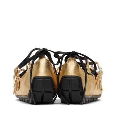 Simone Rocha Ghillie Grip Ballet Flats In Golden