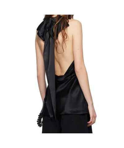 Simone Rocha Black Bow Halter Top In Black