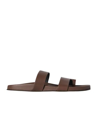 The Row Hugh Leather Sandals In Light Brown