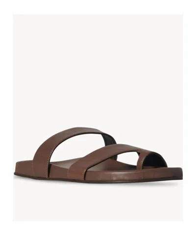 The Row Hugh Leather Sandals In Light Brown