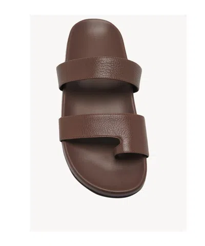 The Row Hugh Leather Sandals In Light Brown