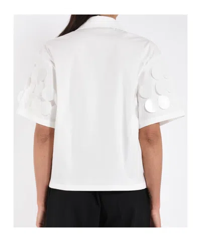 Msgm Textured Cotton Shirt Short Sleeves In White