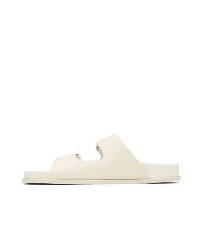 Jimmy Choo Fayence Faux Pearl-embellished Raffia Slides In Nude