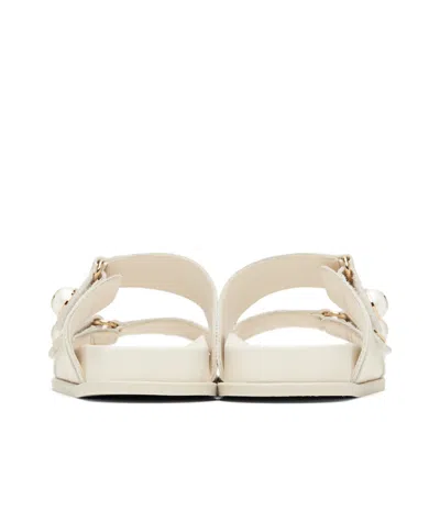 Jimmy Choo Fayence Faux Pearl-embellished Raffia Slides In Nude