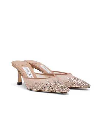 Jimmy Choo Embellished Leather Sandals With Pointed Toe In Brown