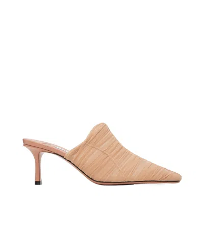 Jimmy Choo Lotta 65 Ruched Tulle Mules In Nude