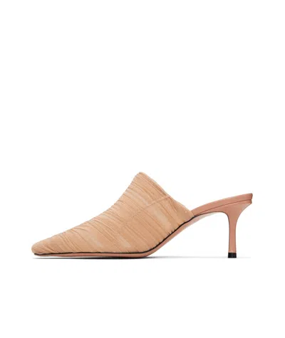 Jimmy Choo Lotta 65 Ruched Tulle Mules In Nude