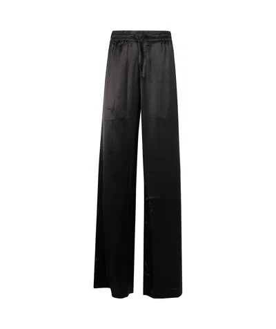 Marine Serre Women's Satin Drawstring Trousers In Black