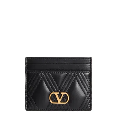 Valentino Garavani Portacarte Quiltie 67 In Nappa Nera Donna In Black