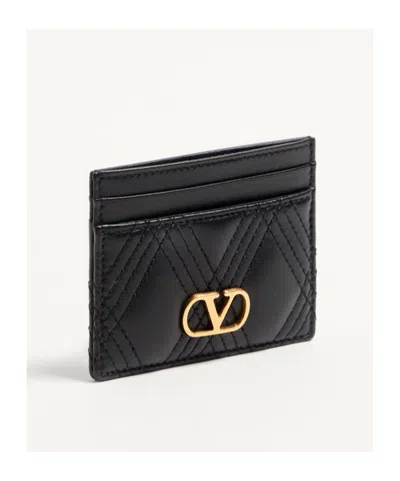 Valentino Garavani Portacarte Quiltie 67 In Nappa Nera Donna In Black