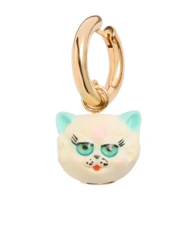 Valentino Multicolor Metal And Nylon Le Chat De La Maison Earring In Yellow