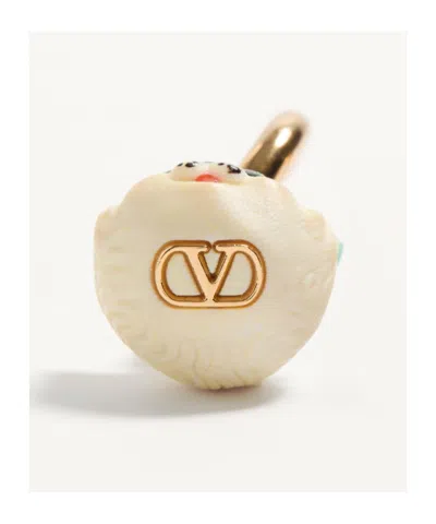 Valentino Multicolor Metal And Nylon Le Chat De La Maison Earring In Yellow