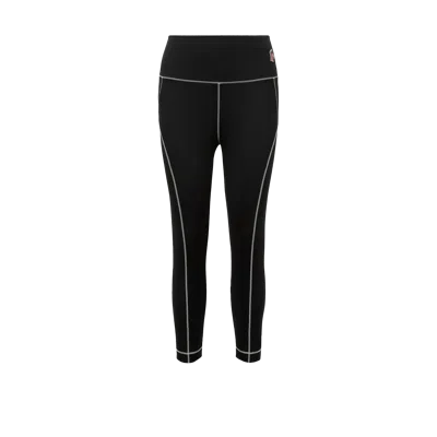Moncler Logo Leggings Featuring Contrast Stitching In Black