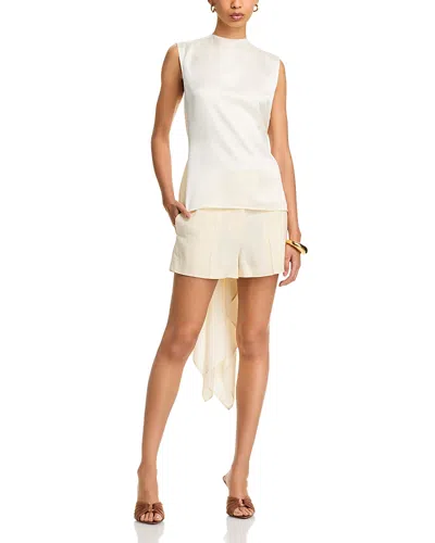 Helmut Lang Scarf Drape Detail Reversible Silk Top In Ivory