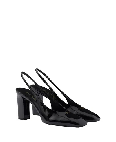 Prada Women's Leather Slingback Pumps In Black