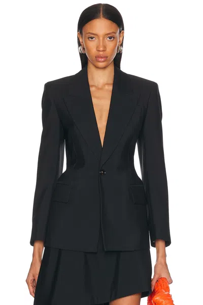 Bottega Veneta Cotton Blend Single-breast Jacket In Black