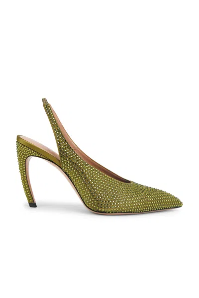 Attico 95mm Viper Pointed Embellished Pumps In Green