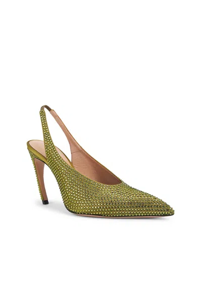 Attico 95mm Viper Pointed Embellished Pumps In Green