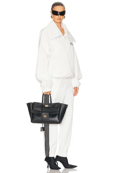 Balenciaga Black Leather Medium Carry All Bel Air Shopping Bag In Black