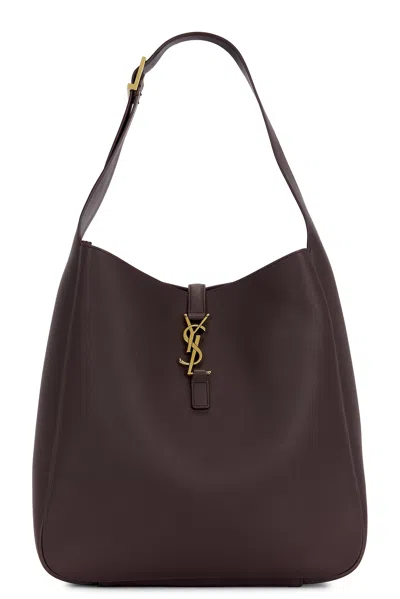 Saint Laurent Large Le 5 A 7 Supple Bag In Dark Currant