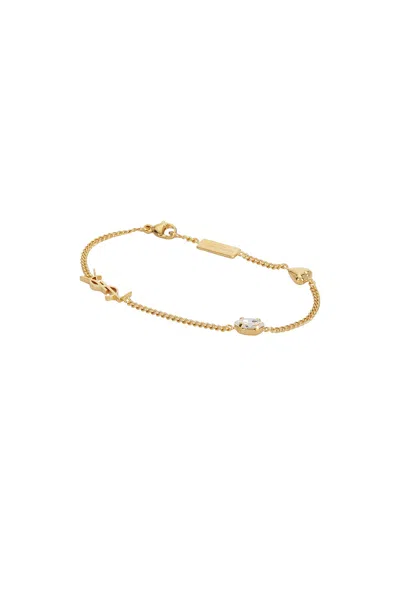 Saint Laurent Cassandre Heart Charm Bracelet In Gold