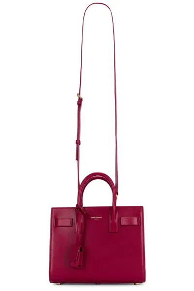Saint Laurent Sac De Jour Nano Top-handle Bag In Smooth Leather In Cherry Jam
