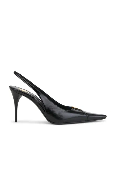 Saint Laurent Women Babylone Breteuil Open Back Pump In Smooth Leather In Black