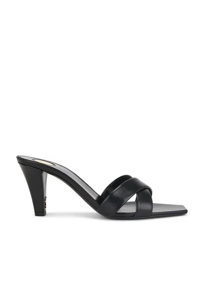 Saint Laurent Jill Mules With Square Toe And Cross Strap Design In Nero