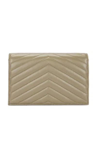 Saint Laurent Envelope Chain Wallet In Strong Moss