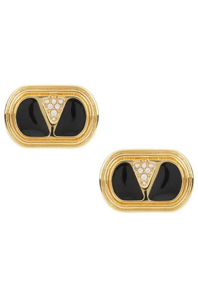 Valentino Garavani Two-tone Enamel And Metal Vlogo Earrings In Multicolor